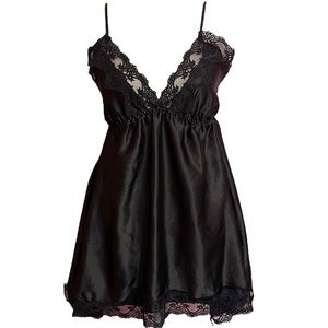 Black Lace Silk Night Gown/Shirt